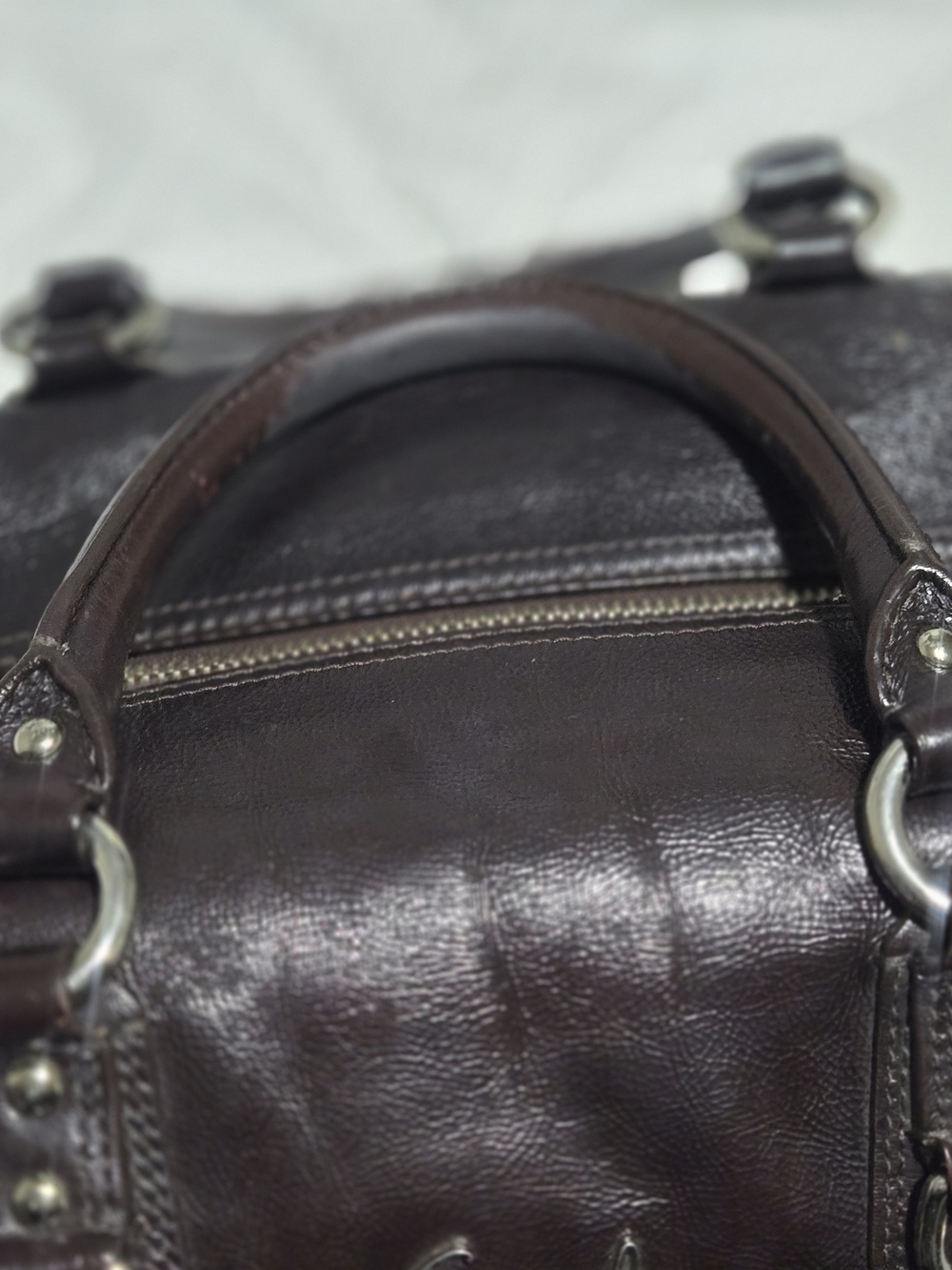 Coach Chocolate Signature Canvas Satchel with Dark Brown Leather Trim - Picture 2 of 6